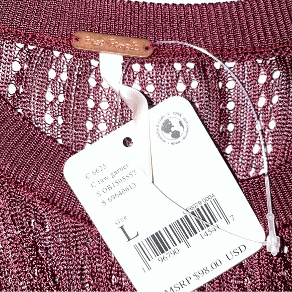 NWT FREE PEOPLE Crew Pullover, Raw Garnet - Picture 6 of 7